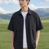 Camisa masculina simples de gola virada, manga curta, corte solto, nova, tendência de verão, versátil, jaqueta camisa casual, top