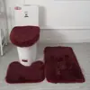 Set de Baño de Tres Piezas de Lana de Seda Felpudo Antideslizante para Baño Alfombra Aislante de Pelo Largo Combinación de Felpudos Transfronterizo
