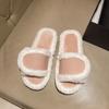 Comercio Exterior Nuevas Pantuflas Mao Mao de Velcro de Cuero PU para Mujer Otoño e Invierno Moda para el Hogar Abertura para Pie Grande Pantuflas de Algodón Transfronterizas