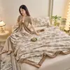 Manta Jacquard de Lã de Leite Estilo Europeu Camada Dupla Bainha Larga Manta de Lã Manta Grossa de Inverno Cobertor de Sesta Manta Dupla para Sofá