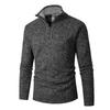 Suéteres de Punto para Hombre Comercio Transfronterizo Color Sólido Suéter con Media Cremallera Forro de Felpa Engrosado Otoño e Invierno Suéter Cardigan Chaqueta para Hombre