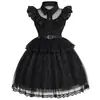 Ropa de cosplay transfronteriza Miércoles Addams vestido negro ropa de cosplay de Adams falda estampada