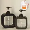 Frasco de Loção Personalizado 300ml com Bomba de Pressão e Estrutura Preta, Material de Embalagem Plástica para Gel de Banho e Shampoo, Frasco Vazio
