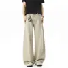 Pantalones casuales de algodón puro estilo americano para hombre, pantalones negros rectos holgados para primavera y otoño, pantalones de trabajo de pierna ancha modernos y elegantes para hombre