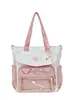 Bolsa Transparente de Tutoría de Alto Aspecto Estilo Japonés en Colores de Bloqueo de Moda con Gran Capacidad para Estudiantes, Bolsa de Hombro Tipo Tote Estilo Anime