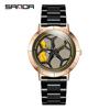 SANDA SANDA 1022 Reloj de Cuarzo para Hombre con Esfera Hueca Correa de Acero Resistente al Agua para la Vida Reloj de Hombre