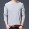Camiseta de Manga Larga para Hombre 2022, Camiseta Básica de Cuello Redondo, Ropa Interior para Estudiantes, Camiseta de Color Sólido, Top de Otoño de Moda, Camiseta Elástica