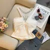 Top Versátil Patchwork em Malha com Strass Estilo Coreano para Mulheres, Outono e Inverno Estilo Puro Desejo Regata Slim Fit com Gola Halter