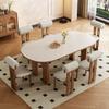 Mesa de Comedor de Placa de Roca Vintage Mesa de Comedor y Silla Avanzada Antigua Departamento Pequeño Madera Maciza Cera Blanca Hogar Mesa de Comedor Ovalada Francesa
