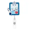 Porta credencial retráctil médico de acrílico con pinza de cocodrilo, porta identificación de fácil extracción, carrete retráctil para credencial médico giratorio