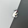 Insígnia de Metal Gato de Desenho Animado Broche Criativo de Gato Branco Versátil Acessórios para Bolsa Roupas Pequenos Presentes para Amigos