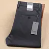 Pantalones gruesos de lana para hombre de otoño e invierno rectos suaves grises cálidos sin planchado antiarrugas de lana pantalones casuales de negocios para hombre