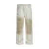Jeans casuales de pierna recta para hombre, estilo americano, blancos, desgastados, con salpicaduras de tinta pintadas a mano, marca de moda urbana vintage, corte holgado, que realzan la altura
