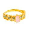 Anillo de Calabaza Rosa de Jade Pequeño con Diamante de Oro de Arena Vietnamita de Larga Data Nuevo Anillo de Dedo Chino Ajustable Anillo de Dedo de Comida