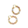 Amazon Pendientes Trenzados de Latón Tk Estilo Europeo y Americano Chapados en Oro de 18 Quilates, Pendientes de Alta Gama a la Moda de Lujo Ligero con Bloques de Color Retro