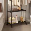 Estante móvil para ropa, sombreros y zapatos, de pie, para dormitorio, casa de alquiler, dormitorio, con ruedas, perchero, estante de almacenamiento multifuncional para apartamentos pequeños