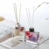 Frasco quadrado plano transparente para aromaterapia, frasco difusor de interior estilo ins, frasco de fragrância de rattan sem chama, frasco difusor de vidro com fundo grosso