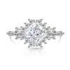 Anillo de Cubo de Azúcar Cortado Flor de Hielo de Gema Más Vendido en Transmisión en Vivo con Diamante de Alto Carbono Deslumbrante y Piedra Padparadscha, Disponible para Dropshipping