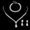 Moda Europeia e Americana conjunto de colar brincos pulseira irregular corrente de garra de diamante completo strass conjunto de três peças Amazon explosões