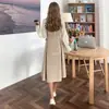 Amazon Aliexpress Estilo Francés Bloqueo de Color Cuello Polo Cintura Ceñida Adelgazante Elegante Vestido de Manga Larga