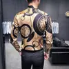 Stock de cuatro estaciones nuevo original caballero coreano para hombre corte slim camisa estampada reloj 1914C dos colores-P55