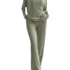 Traje Otoño e Invierno 2025 Transfronterizo Nuevo Hogar Moda Casual Pantalones Rectos Elegante Holgado Cuello en V Raya en Axila Conjunto de Dos Piezas