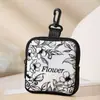 Fondo Blanco Estampado de Flores Billetera para Monedas Cuero Artificial Impermeable Imitación de Cuero Cremallera Bolsa de Almacenamiento Multifuncional Mini Bolsa para Auriculares