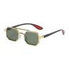 Óculos de Sol com Armação de Metal Lente Dupla Masculino Outdoor Anti-UV Moda Estilo Esportivo Haste Vermelha Óculos Aviador Ins