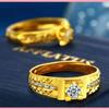 Anillo de pareja para hombre y mujer, anillo de bodas, anillo de diamantes de oro de simulación simple, par de circonitas, regalo de San Valentín para novia.