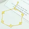 Pulseira de Trevo de Quatro Folhas Prata de Lei S925 Banhada a Ouro 18K Trevo da Sorte Moda de Luxo Leve Simples Versátil Joias de Alto Padrão