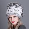 Mulheres Inverno Novo Europeu e Americano Moda Quente Engrossado Lã Chapéu Rex Pele de Coelho Chapéu Cinto de Malha Flor Lateral Chapéu