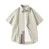 Camisa Manga Curta Patchwork Color Block Personalidade Tendência Masculina Verão Nova Solta Casual Design de Nicho Jaqueta