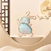 Accesorios de Tela Brocada Song: Conejo de la Luna de Medio Otoño, Colgante de Conejo Corriendo Estilo Chino, Colgante de Oro Doble Cara, Accesorios Pequeños Colgantes para DIY
