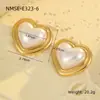 Novos Brincos Transfronteiriços Europeus e Americanos Brincos Elegantes de Pérola Francesa de Alta Qualidade Flor Amor Aço Inoxidável Luxo Leve