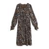 Saia feminina com cordão de espinha de peixe e estampa floral, vestido casual com decote V para emagrecer