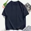 Talla Europea Transfronteriza Talla Europea Independiente Camiseta de Algodón para Mujer del Milenio Color Sólido Camiseta Casual Cuello Redondo Top de Verano
