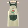Avental Abacate Feminino Cozinha Doméstica Impermeável à Prova de Óleo Cozimento Cós Doméstico Apagável Mão com Bolso Roupa de Trabalho Atacado