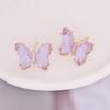 Pendientes de mariposa de plata de ley 925 con circonita multicolor y diamante, pendientes cruzados europeos y americanos para mujer, pendientes creativos E278