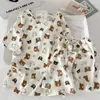 Comercio Exterior Venta al por Mayor Pijamas para Mujer Verano Algodón Nube Popular Cuello Redondo Versión Coreana Dibujos Animados Dulce y Linda Niña Ropa de Casa Moderna