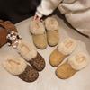 Chinelos Peludos para Mulheres Outono e Inverno 2025 Salto Grosso Salto Alto Chinelos de Algodão Baotou de Alta Qualidade Chinelos Elegantes Birkenstock