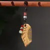 Peine de Masaje Meridianos Tallado de Sándalo Verde, Artesanía de Madera para Mujeres, Peine de Bolsillo Portátil Estilo Antiguo, Colgante de Paisaje, Accesorio para Bolso