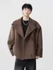 Ropa de Abrigo de Lana Sarga Estilo Retro Old Money para Hombre Otoño e Invierno Marca de Tendencia Diseño Corto Rompevientos Chaqueta Holgada
