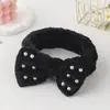 Faixa de Cabelo Borboleta com Pedras de Diamante Transfronteiriça Europeia e Americana para Mulheres Faixa para Lavagem de Rosto Spa Cor Sólida Acessórios de Cabelo de Pelúcia Venda por Atacado