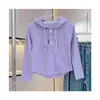 Moletom Feminino para Primavera e Outono, Estilo Fino 2025, Com Capuz Versão Coreana, Calça Wide Leg, Roupa Exterior, Camiseta Básica Infantil, Tecido de Veludo