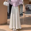 Falda de punto suave y pegajosa para mujer, otoño e invierno, de cintura alta, que cubre la cadera, con dobladillo acampanado, falda de línea A plisada de retazos
