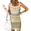 Vestido de verano para mujer, estilo europeo y americano, con tirantes finos y rayas cruzadas multicolor, novedad de 2022