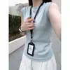 Colete de Algodão Puro com Gola Redonda e sem Mangas para Mulheres, Verão Azul Claro, Caimento Solto, Emagrecimento, Versátil para o Trabalho, Top de Segunda Pele com Alças Internas