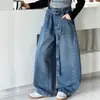 Jeans Largo Feminino para Primavera e Outono 2026 Novo Estilo para Meninas Mais Velhas, Calça Versátil Casual de Perna Larga Curva, Tendência