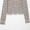 Cardigan de Punto Elegante de Moda para Mujer Estilo Europeo y Americano Transfronterizo 2026 Inspirado en Chanel con Puños Deshilachados 9874113