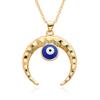 Collar con colgante de ojo de luna con goteo colorido de estilo étnico retro europeo, accesorio con ojo de diablo turco, transfronterizo
